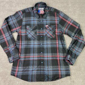 Dixxon Flannel Shirt Men's LT Large Tall Black Gray Red Ground Zero Plaid